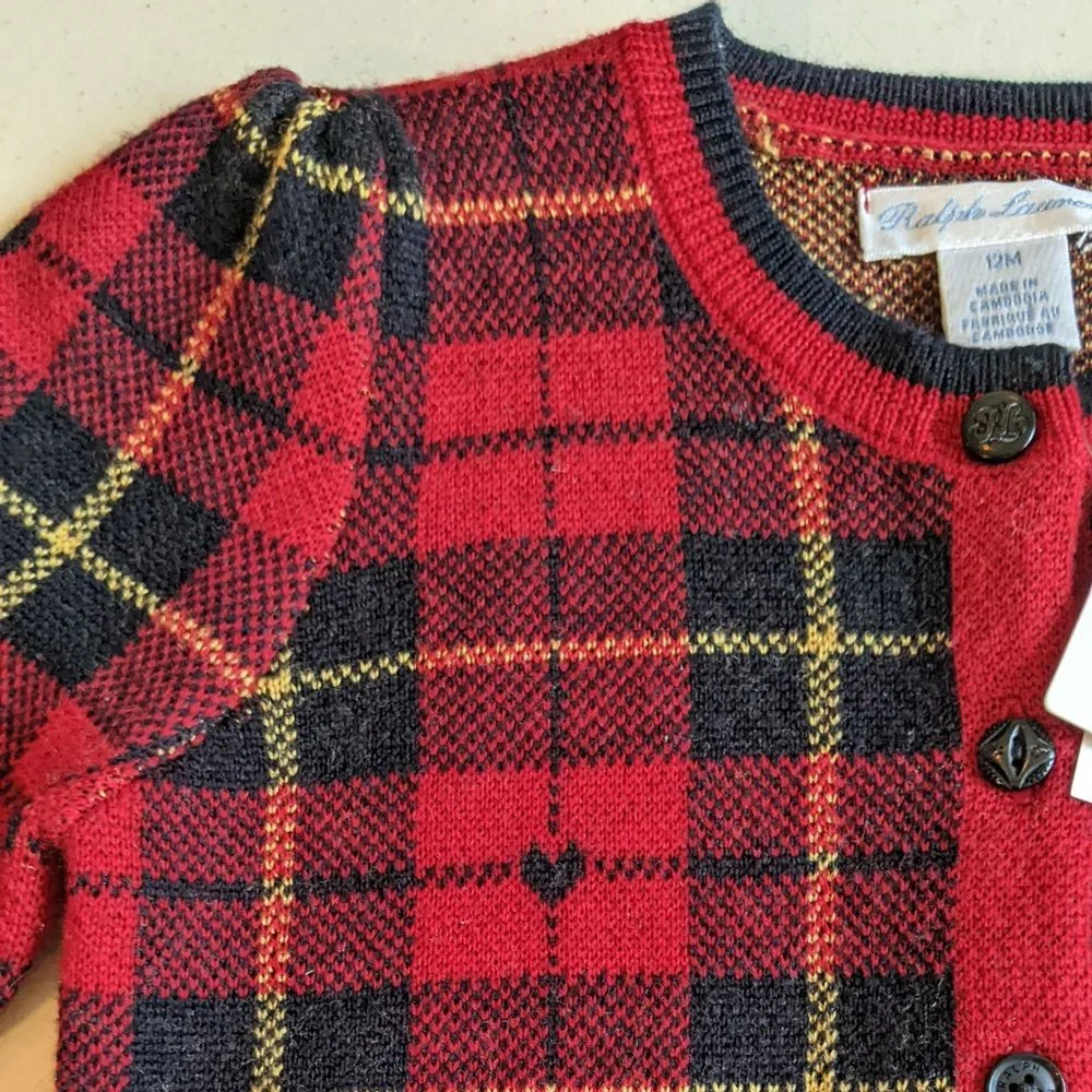 Ralph Lauren Baby Wool Plaid Cardigan